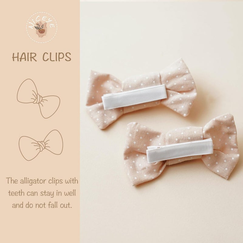 Niceye Baby Hair Clips - 24 Pcs Fully Lined Hair Bow Clips for Fine Hair Cotton Tiny Hair Barrettes for Infants, Toddlers, and Little Girls - Image 2